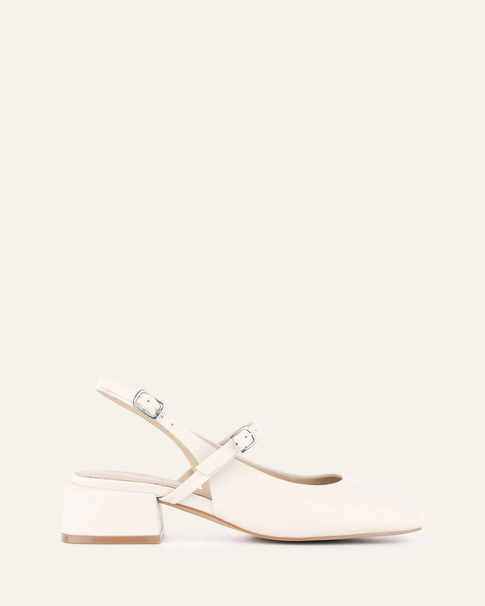 HUSH MID HEEL OFF WHITE LEATHER