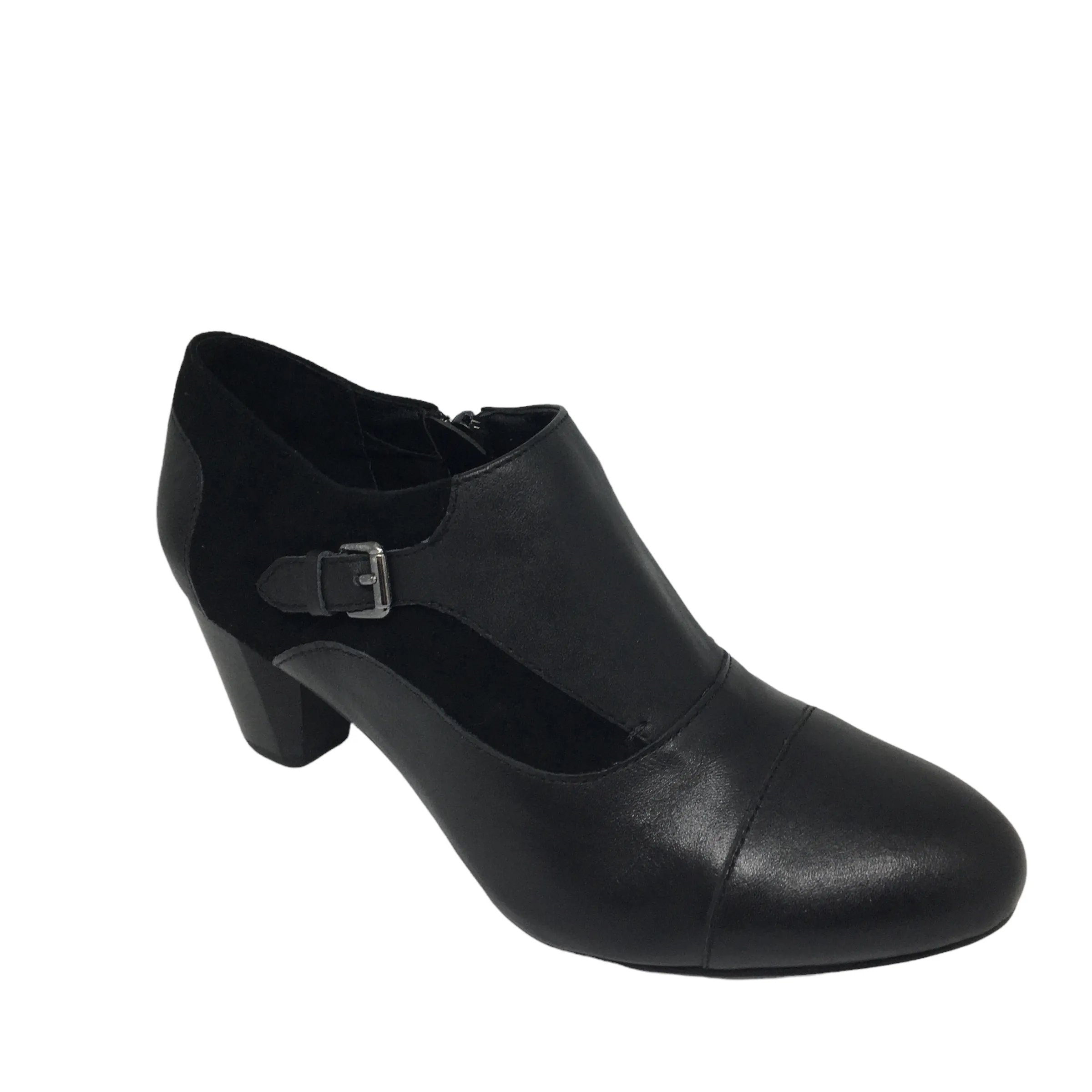 Hush Puppy Bonnie Black Leather and Suede