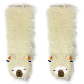 Llama Llama White Plush Slipper Socks