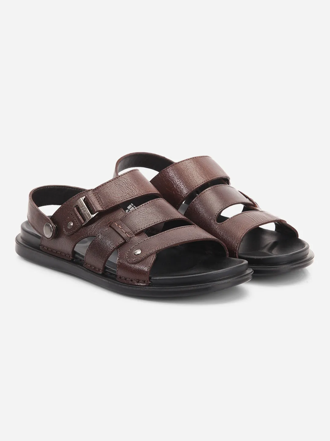 Men's Brown Leather Comfort-fit Smart Casual Sandal (ID4213)