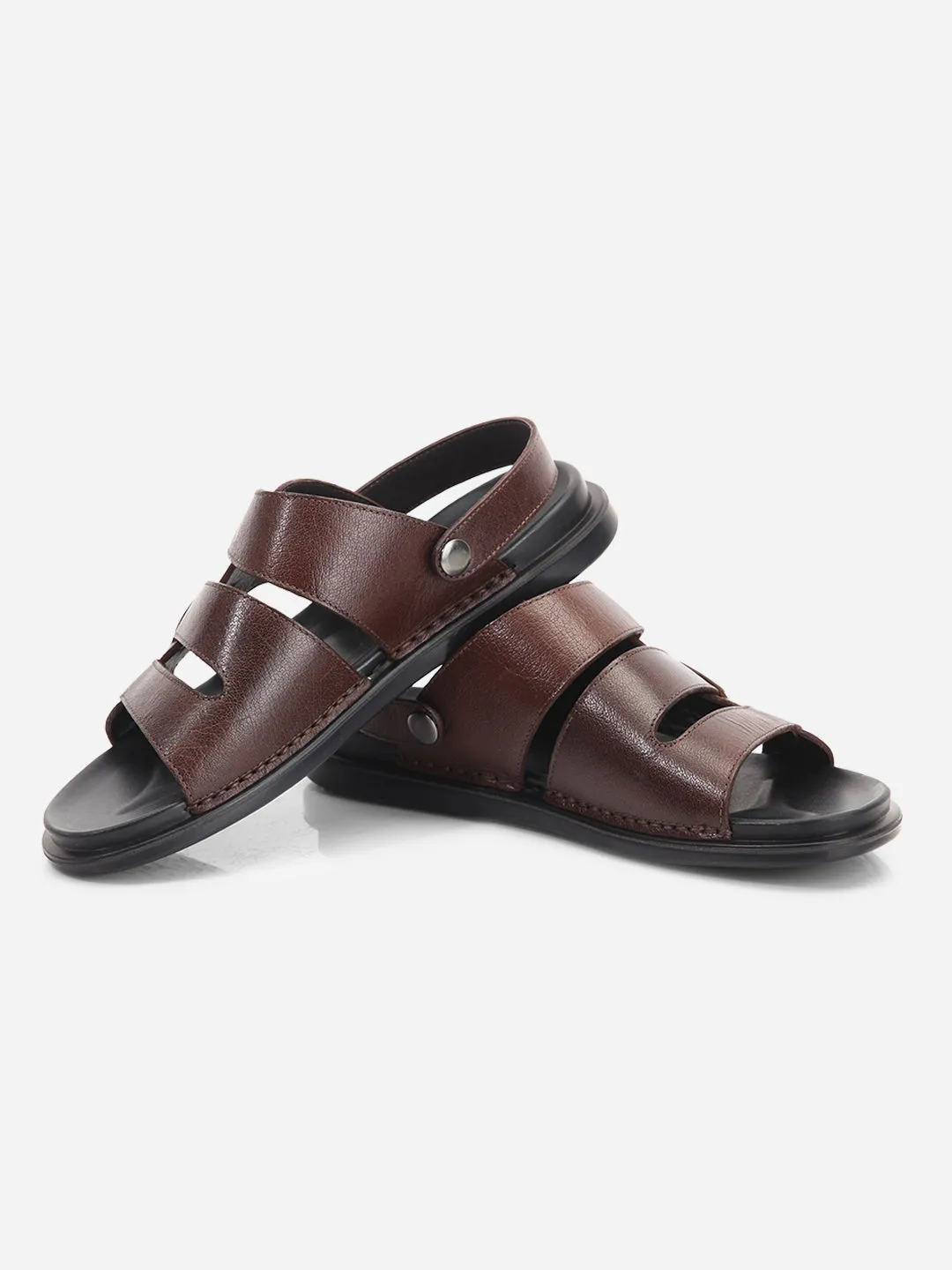 Men's Brown Leather Comfort-fit Smart Casual Sandal (ID4213)