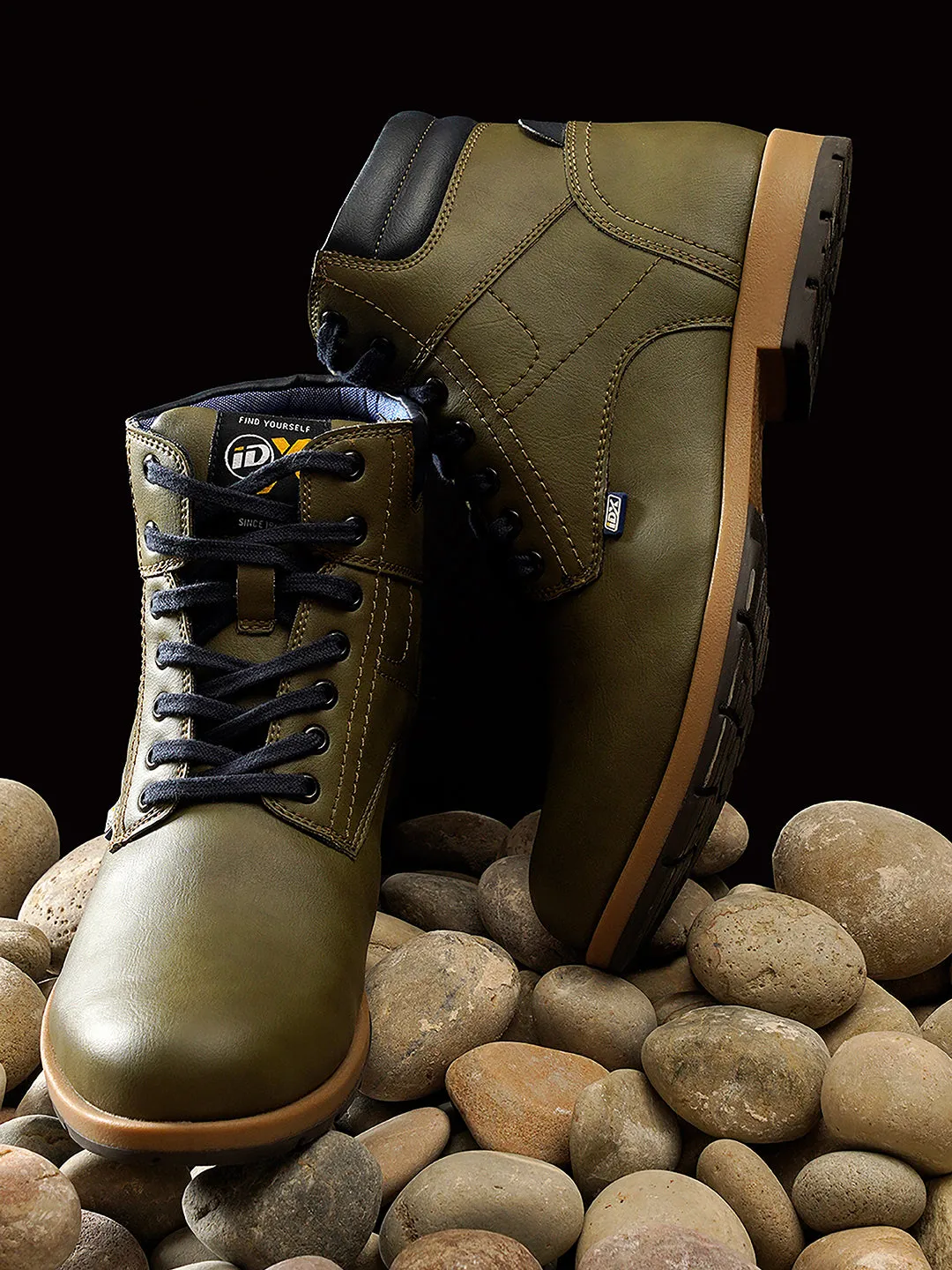 Men's Olive Round Toe High Top Boot (IX1022)