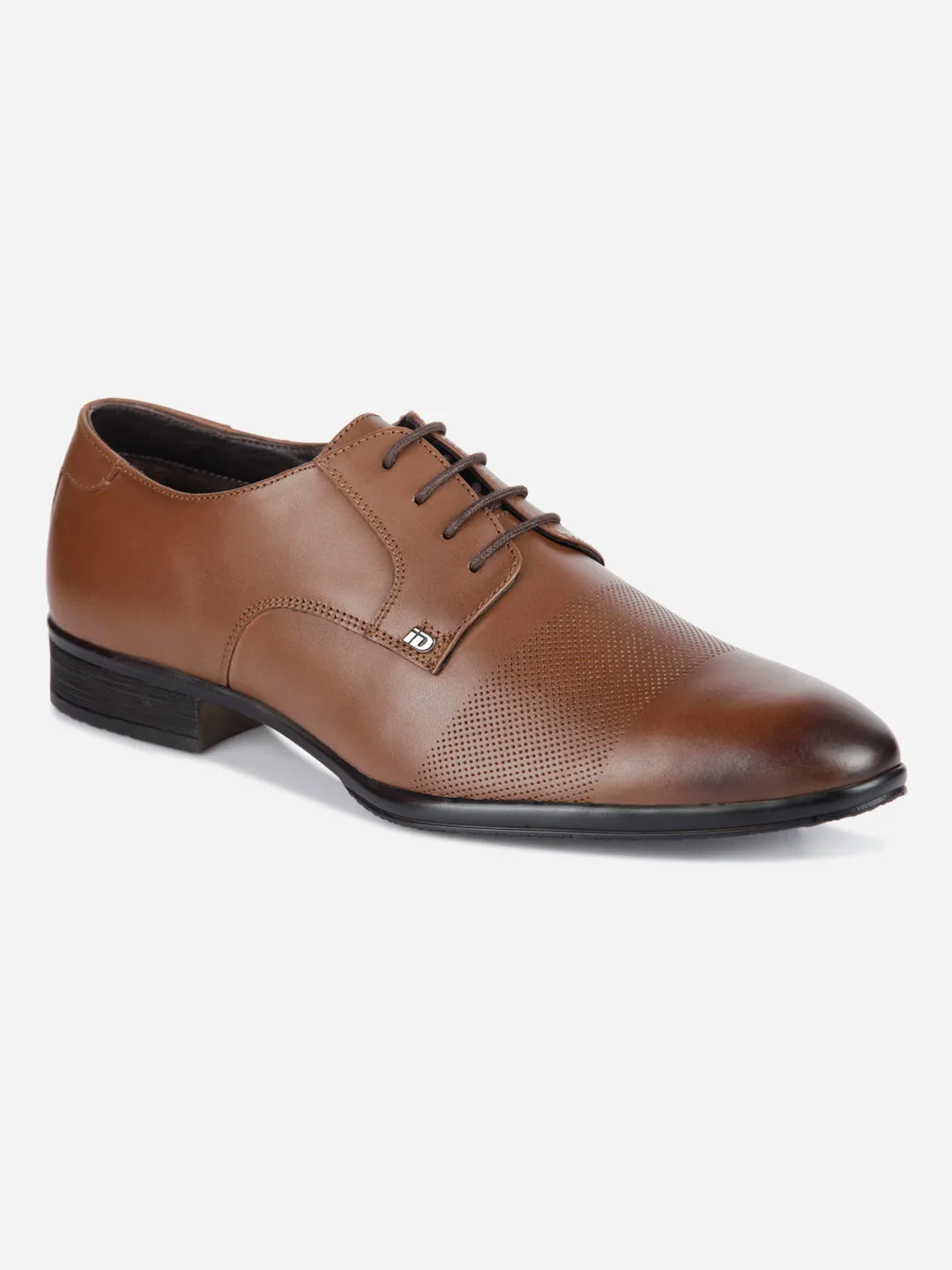 Men's Tan Regular Toe Textured Finish Lace Up Formal  (ID2171)