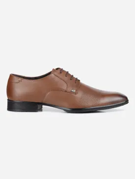 Men's Tan Regular Toe Textured Finish Lace Up Formal  (ID2171)