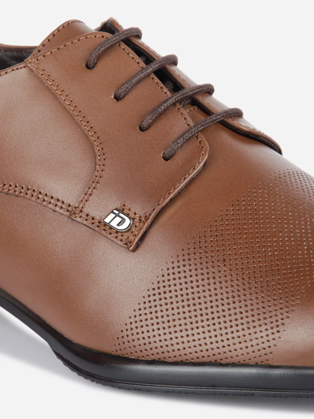 Men's Tan Regular Toe Textured Finish Lace Up Formal  (ID2171)