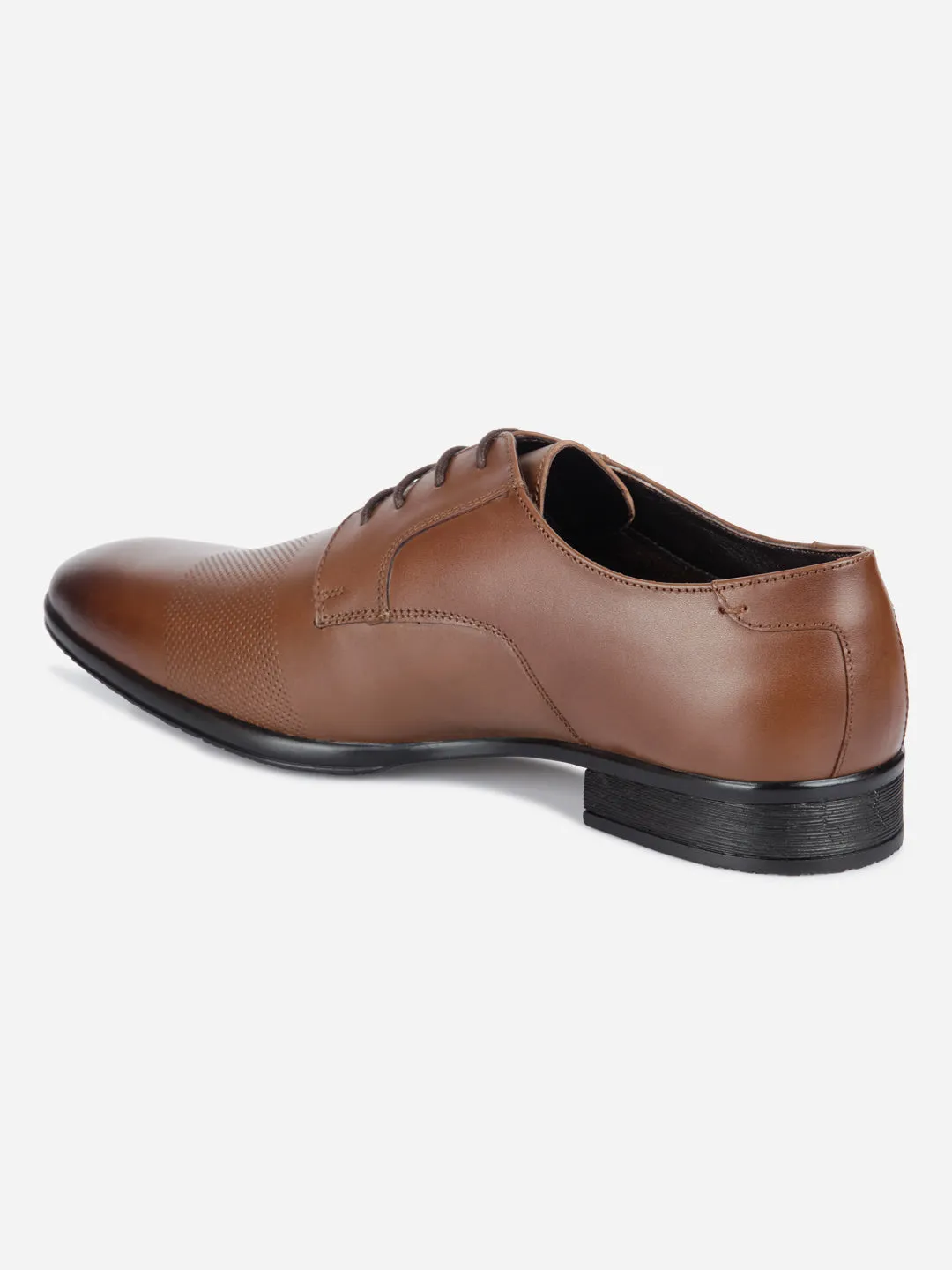 Men's Tan Regular Toe Textured Finish Lace Up Formal  (ID2171)