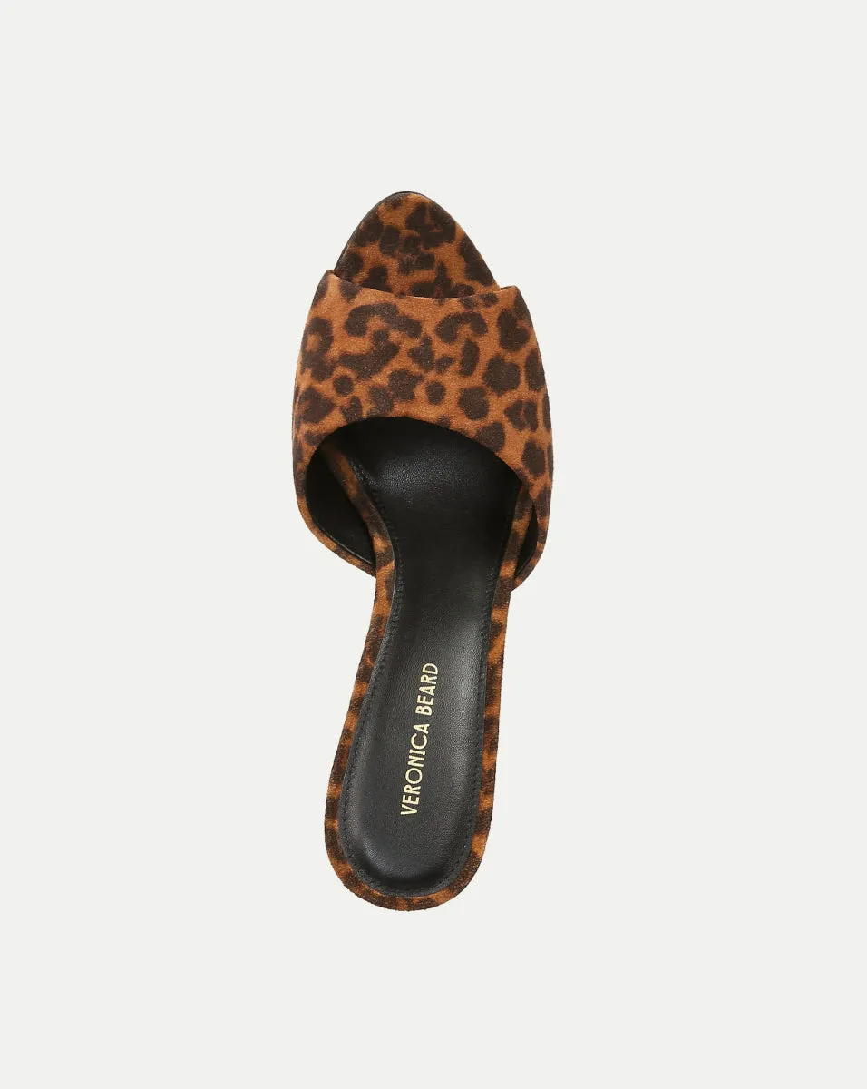 Mila Leopard Suede Sculpted Wedge Slide Sandal