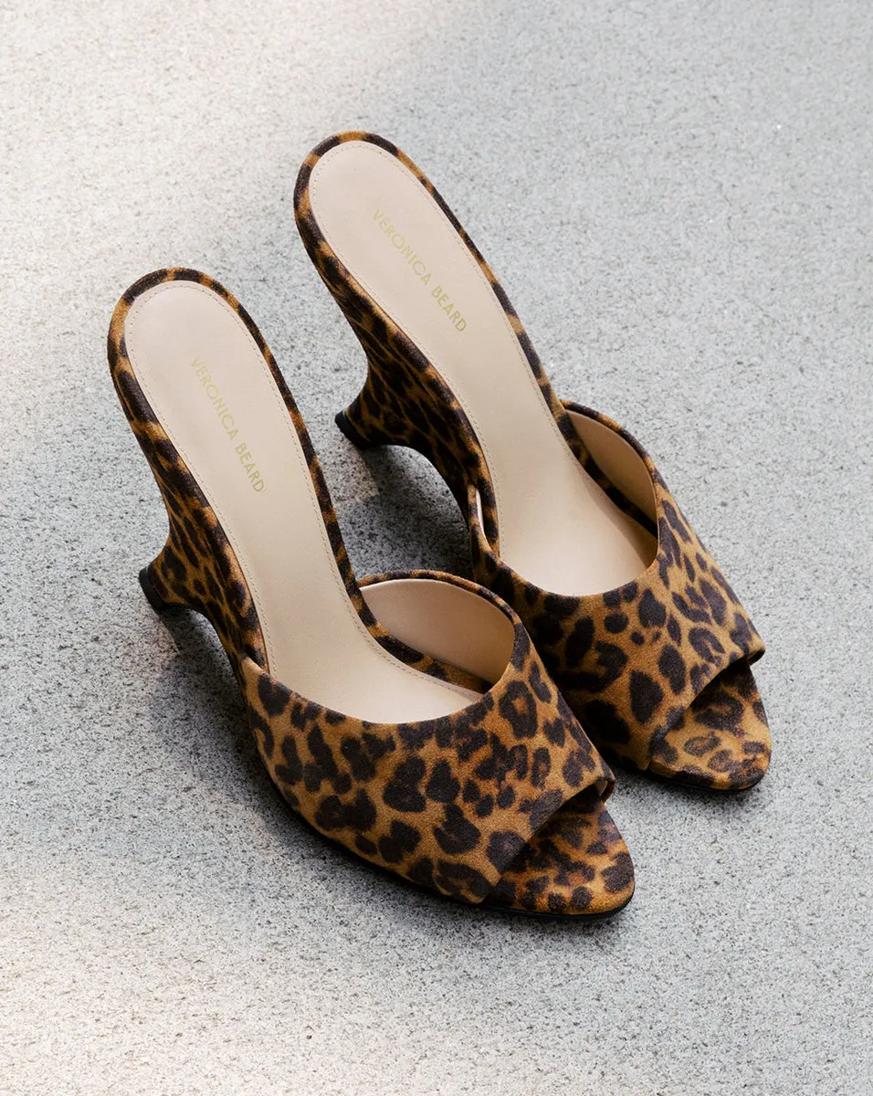 Mila Leopard Suede Sculpted Wedge Slide Sandal