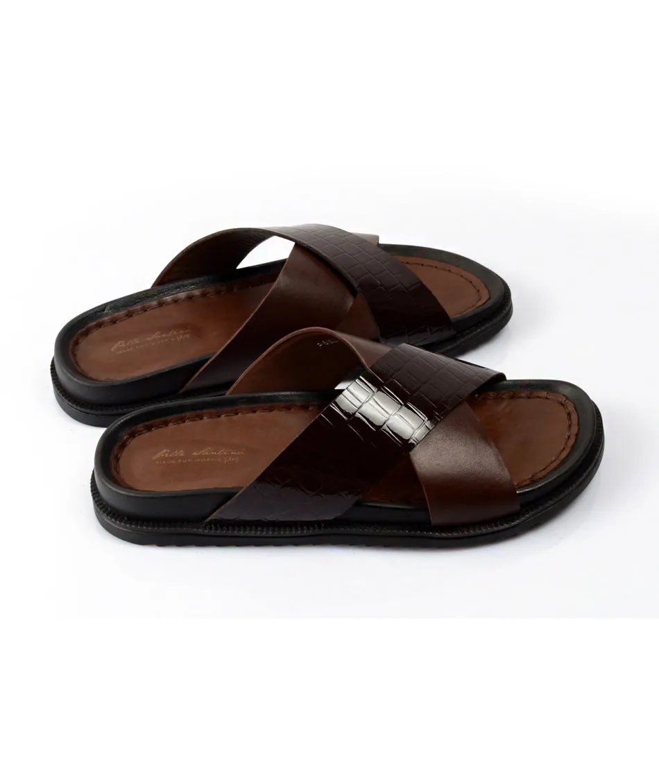 Milano Leather Slippers - Brown