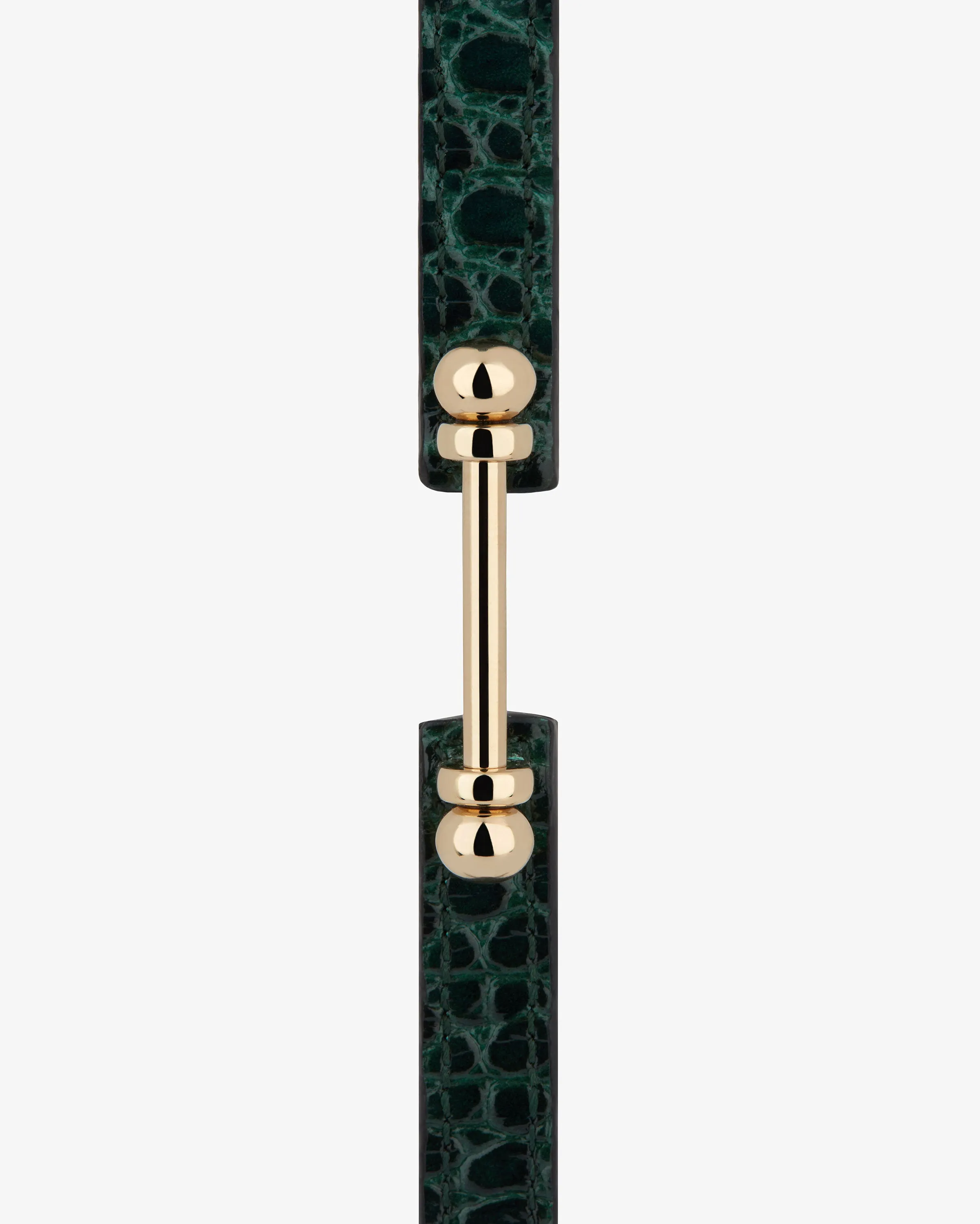 Music Bar Bracelet - Croc-Embossed Leather Bottle Green