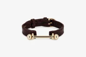 Music Bar Bracelet - Croc-Embossed Leather Burgundy