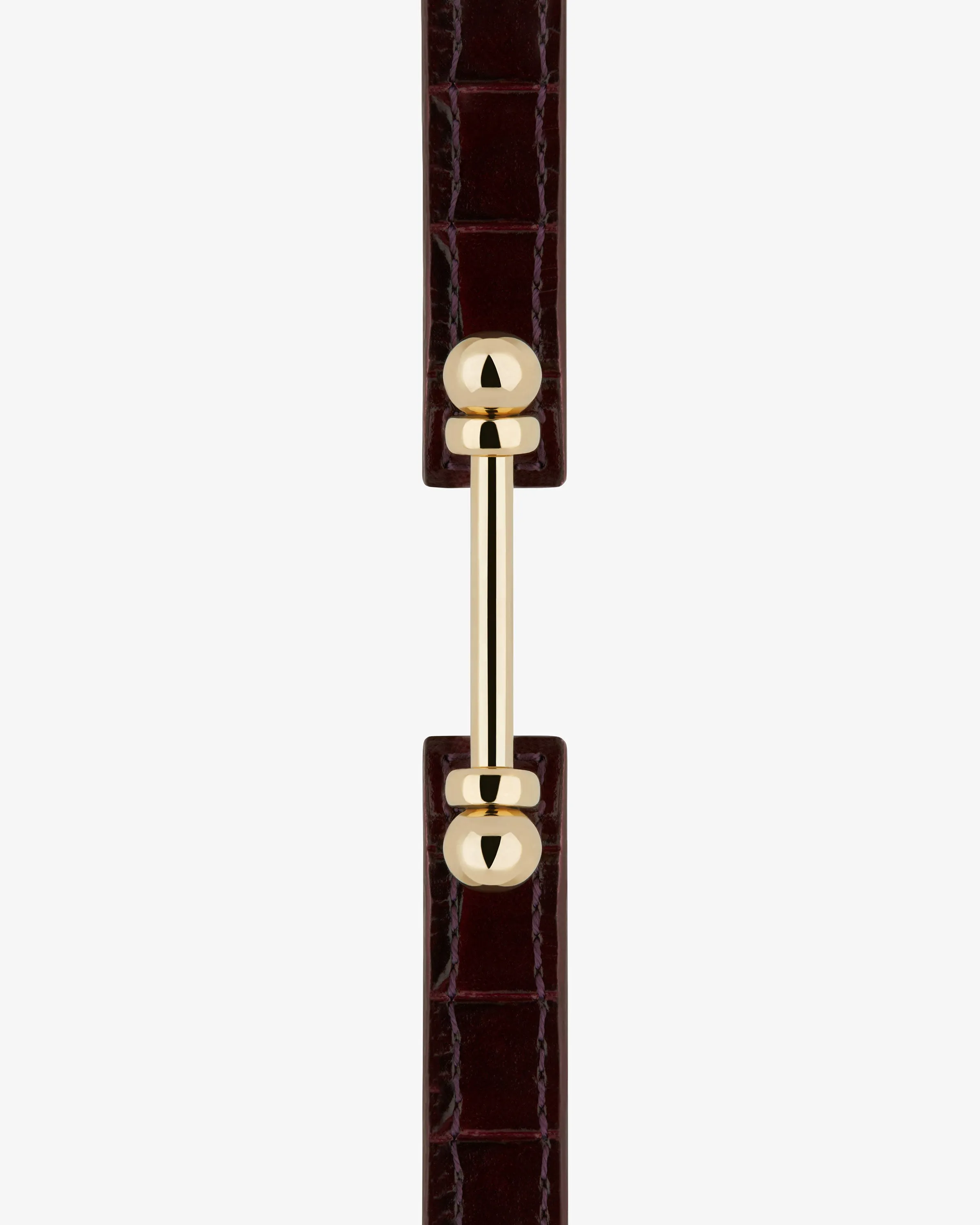 Music Bar Bracelet - Croc-Embossed Leather Burgundy