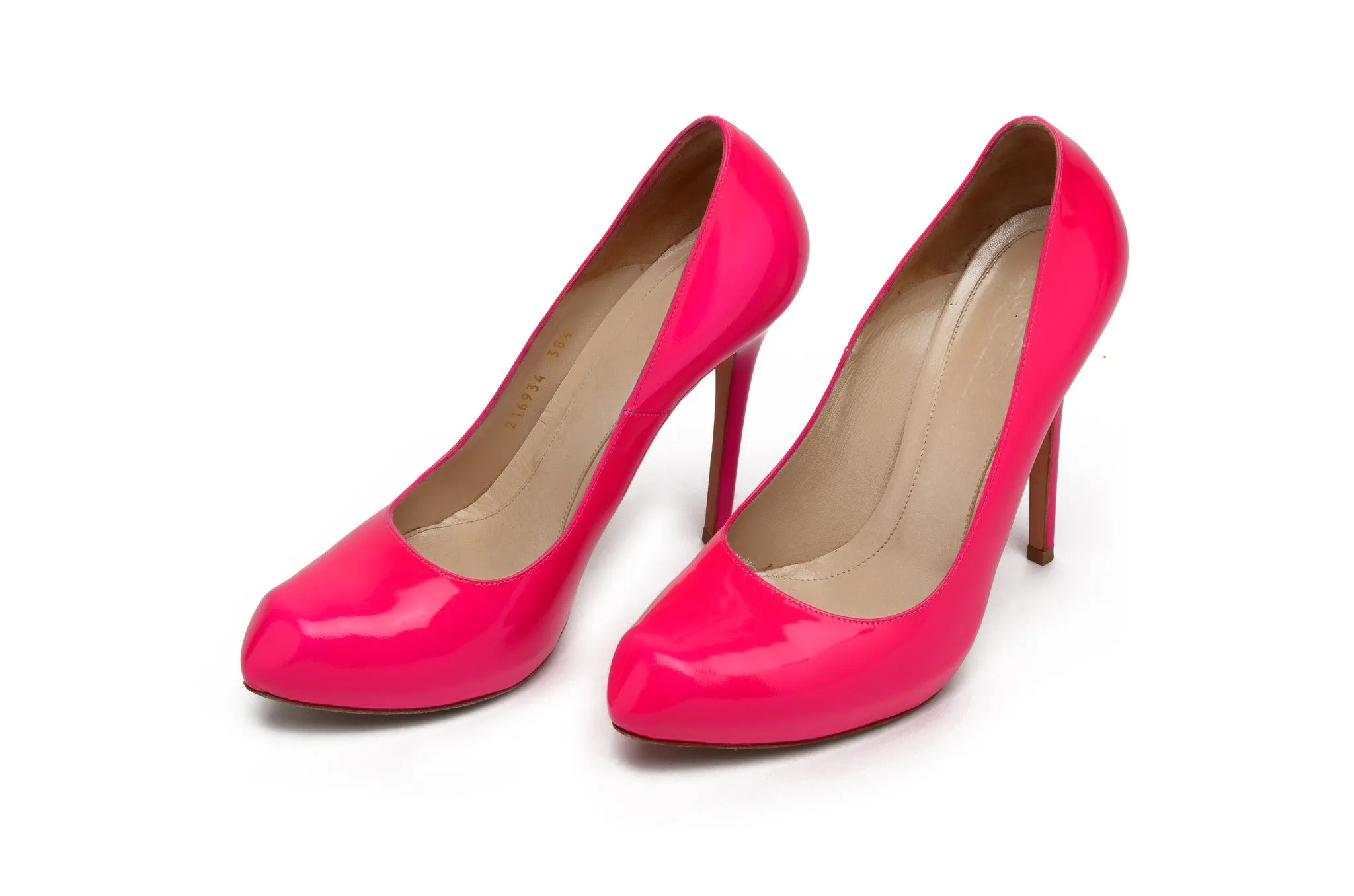 Original Alexander McQueen - Hot Pink Heart Shaped Toe High Heels - Italian 38 1/2