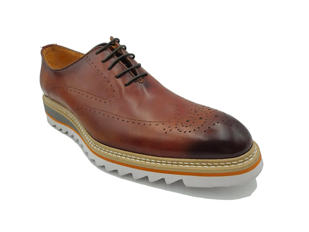 Patina Wing-tip Oxford with Medallion on Toe