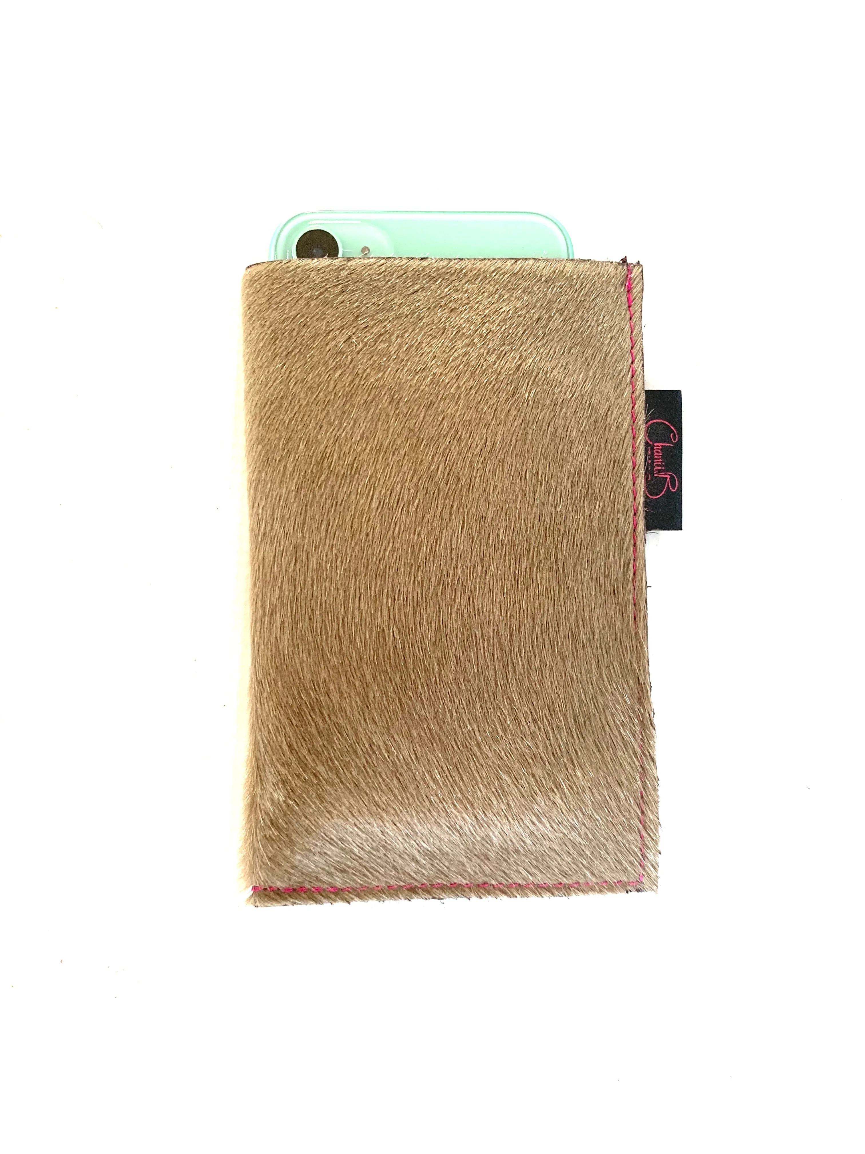 Phone sleeve- taupe pony