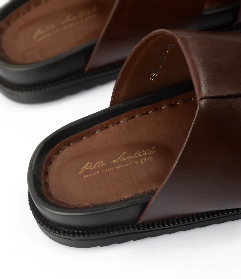 Roma Leather Slippers - Brown