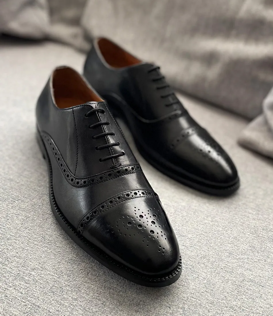 Semi-Brogue Oxfords - Black