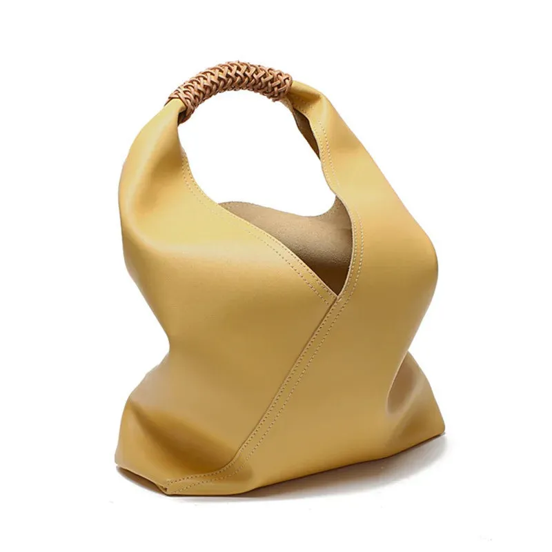 Soft Natural Leather Yellow Shopper