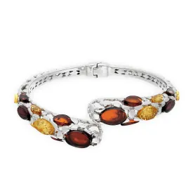 Sterling Silver Amber Elegant Snake Style Bangle