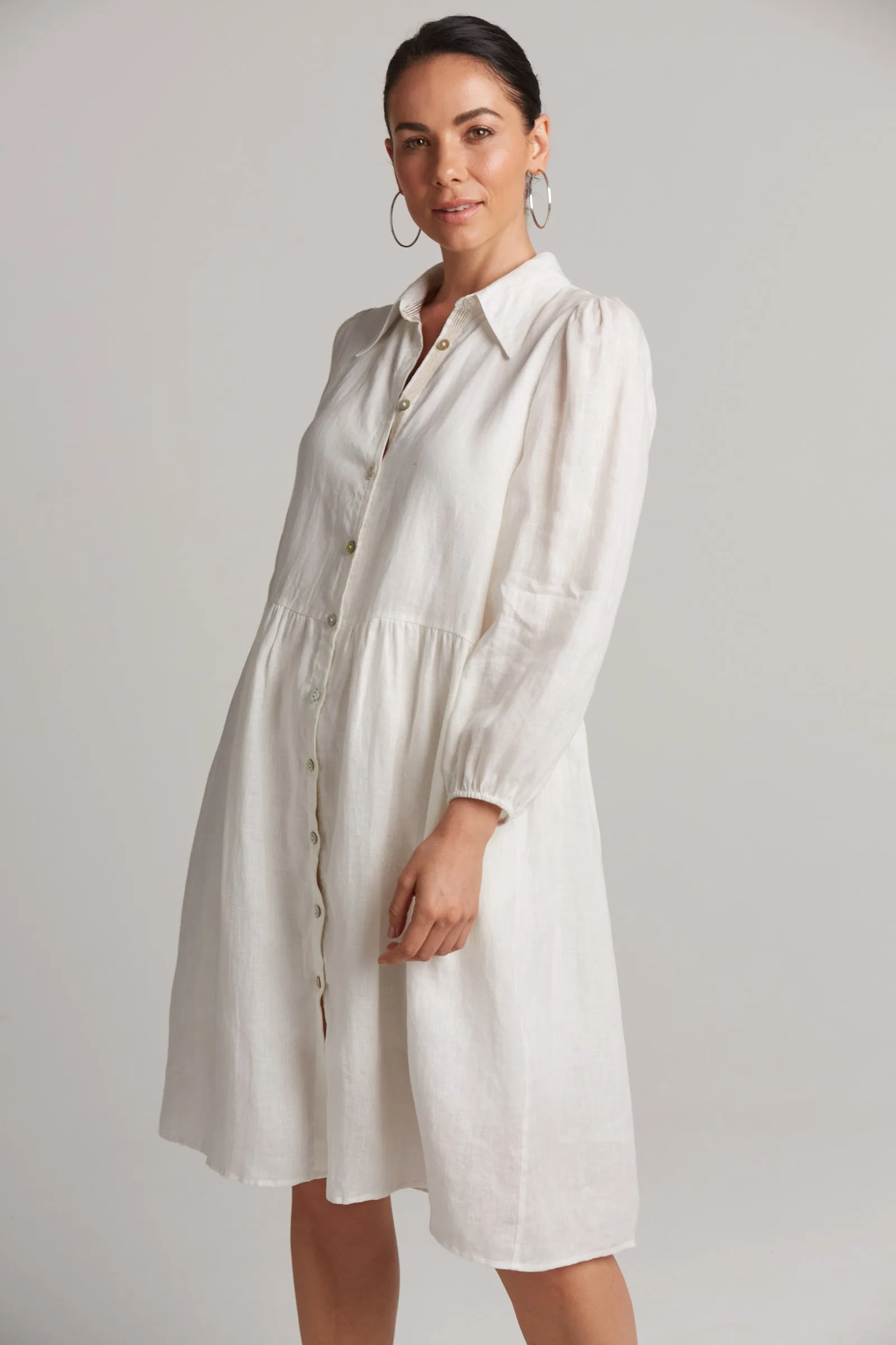 Studio Midi Shirt Dress - Salt