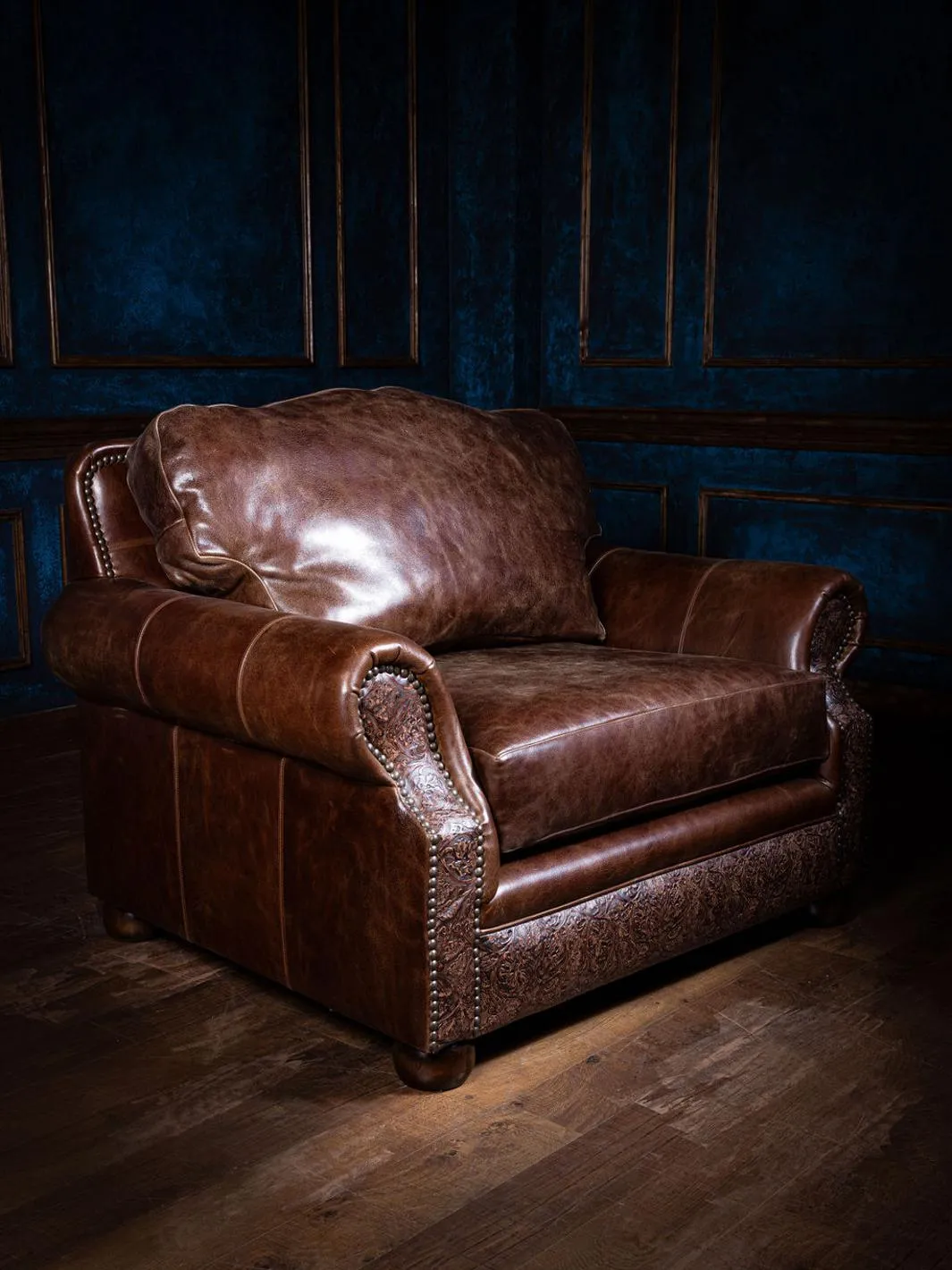 Texas Luxe Buffalo Leather Chair and a Half