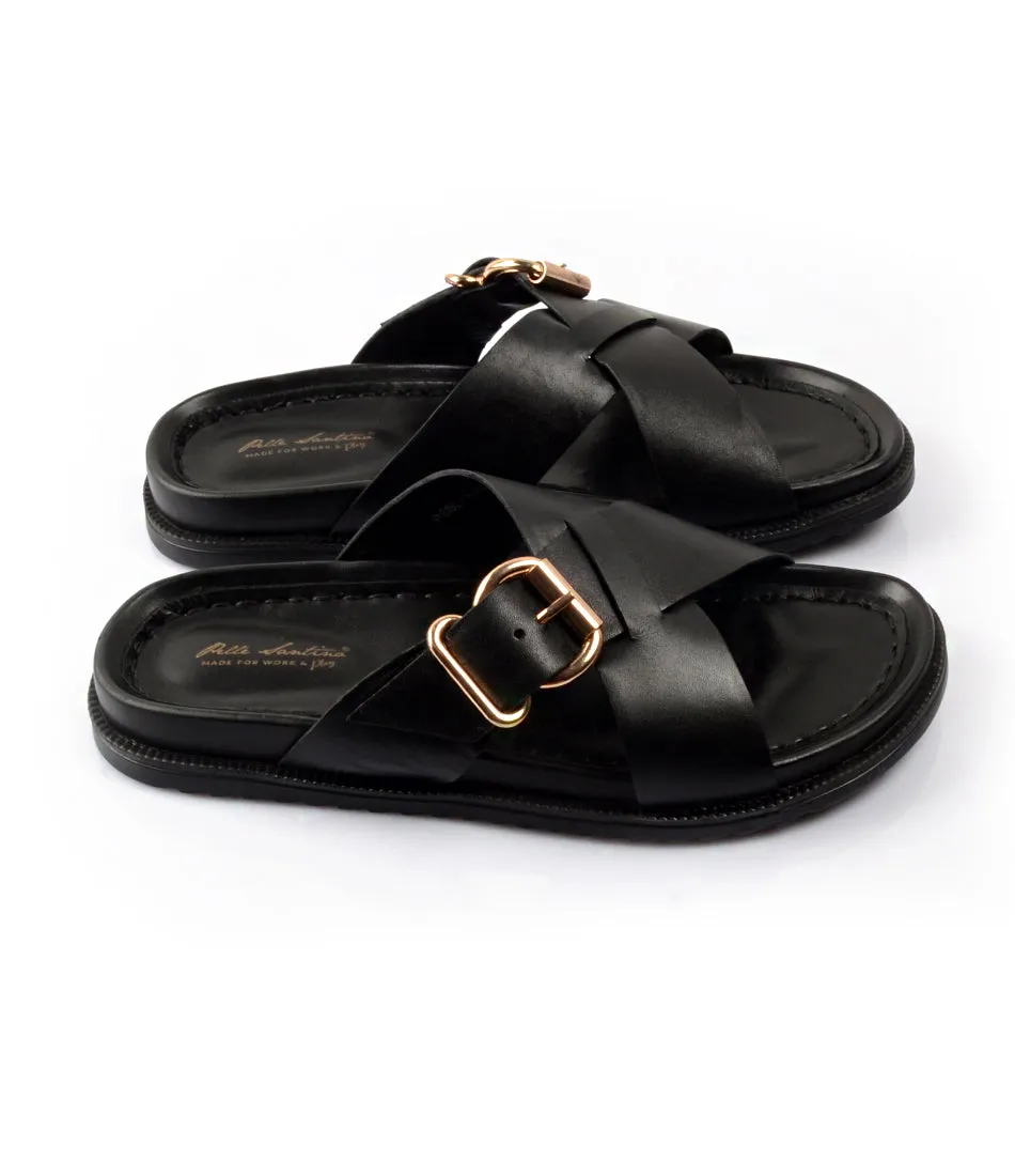 Torino Leather Slippers - Black