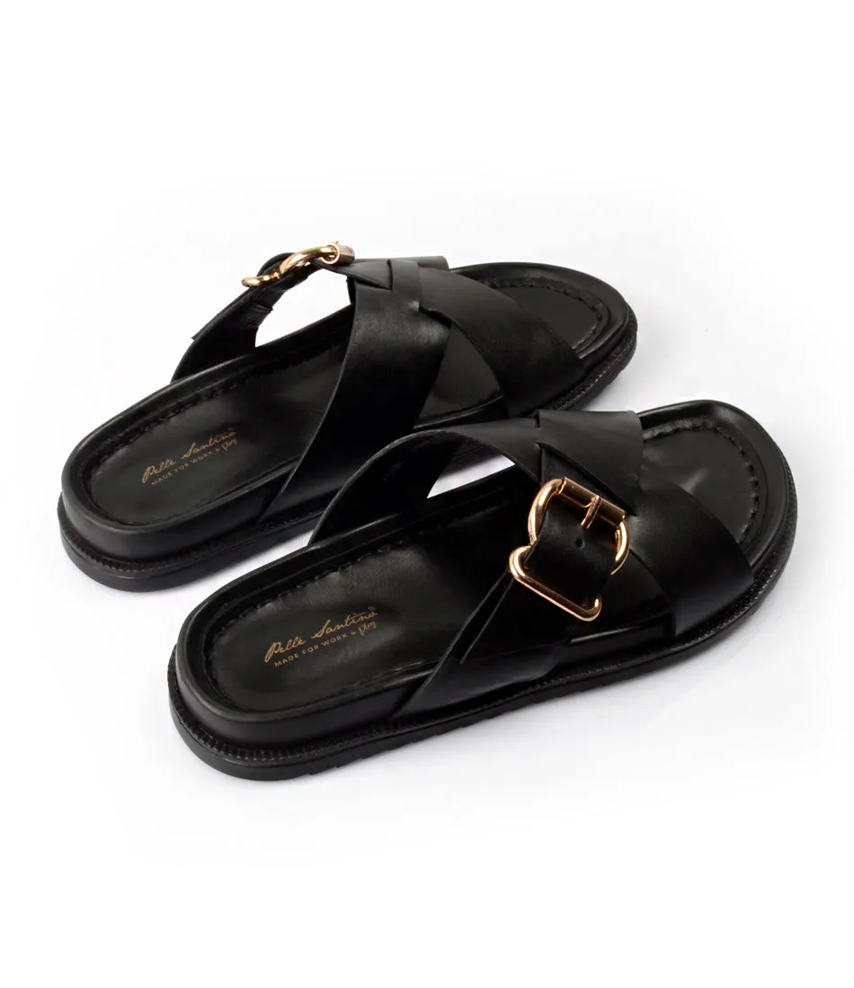 Torino Leather Slippers - Black