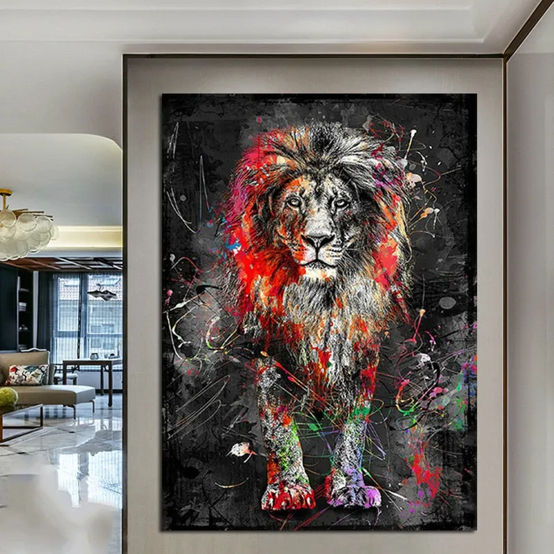 Unique Colorful Lion Modern Canvas