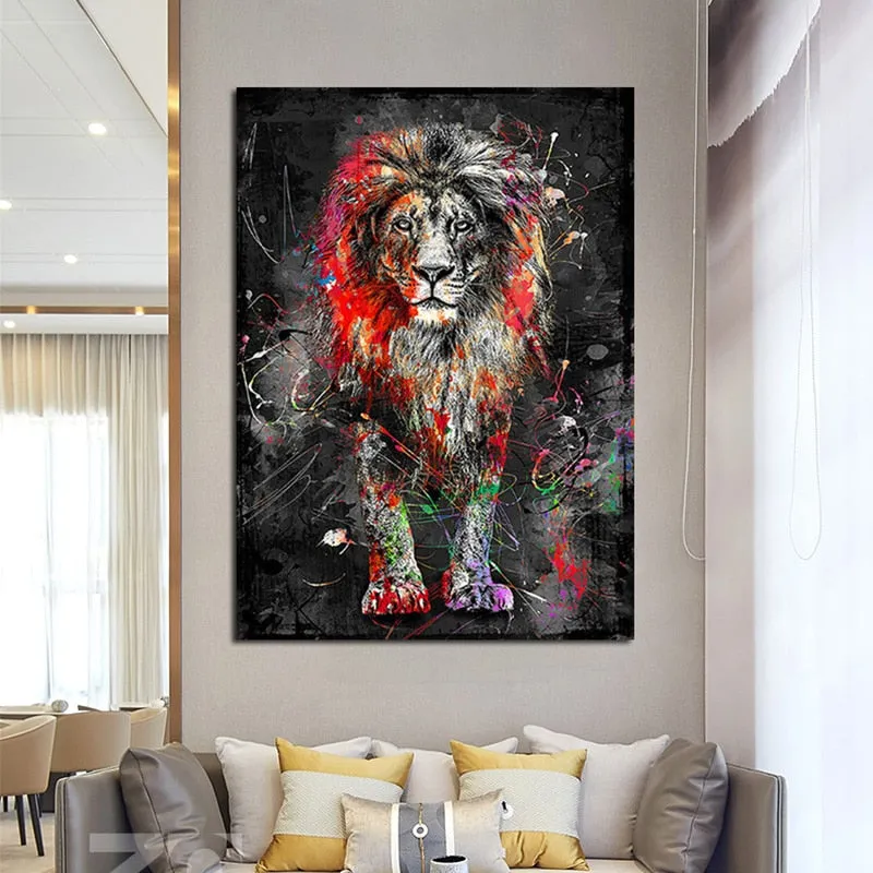 Unique Colorful Lion Modern Canvas