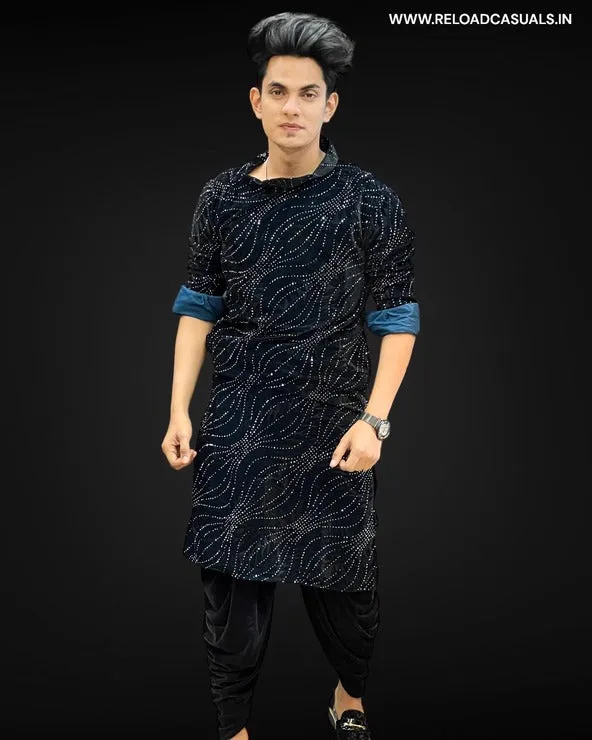 Exquisite Handcrafted Designer Diamond-Pattern Kurta