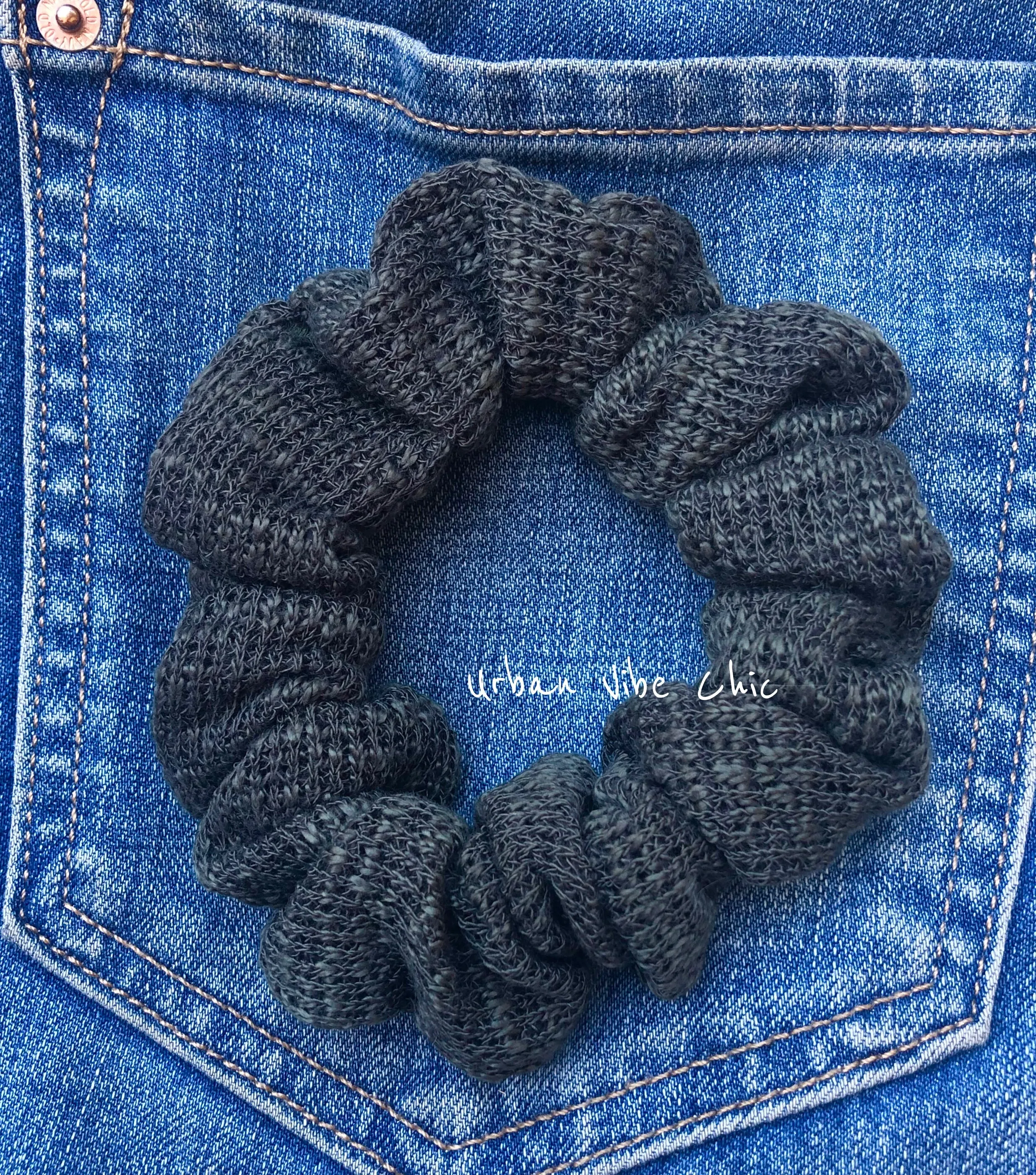 Unique Hair Knit Scrunchies Set - Green