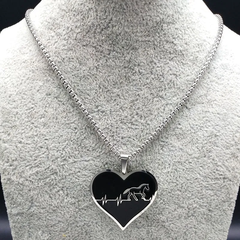 Unique Horse Heartbeat Necklace