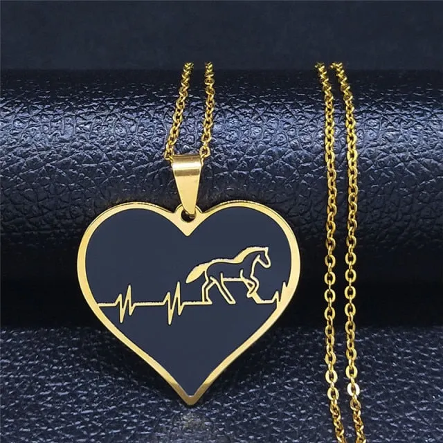 Unique Horse Heartbeat Necklace