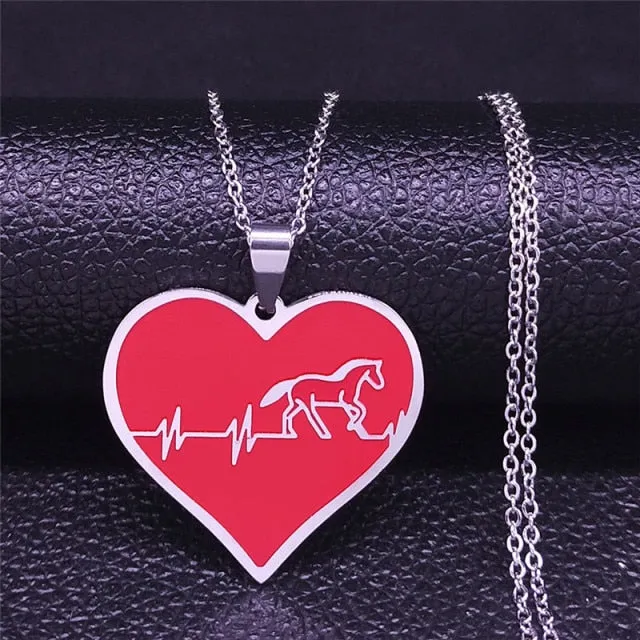 Unique Horse Heartbeat Necklace