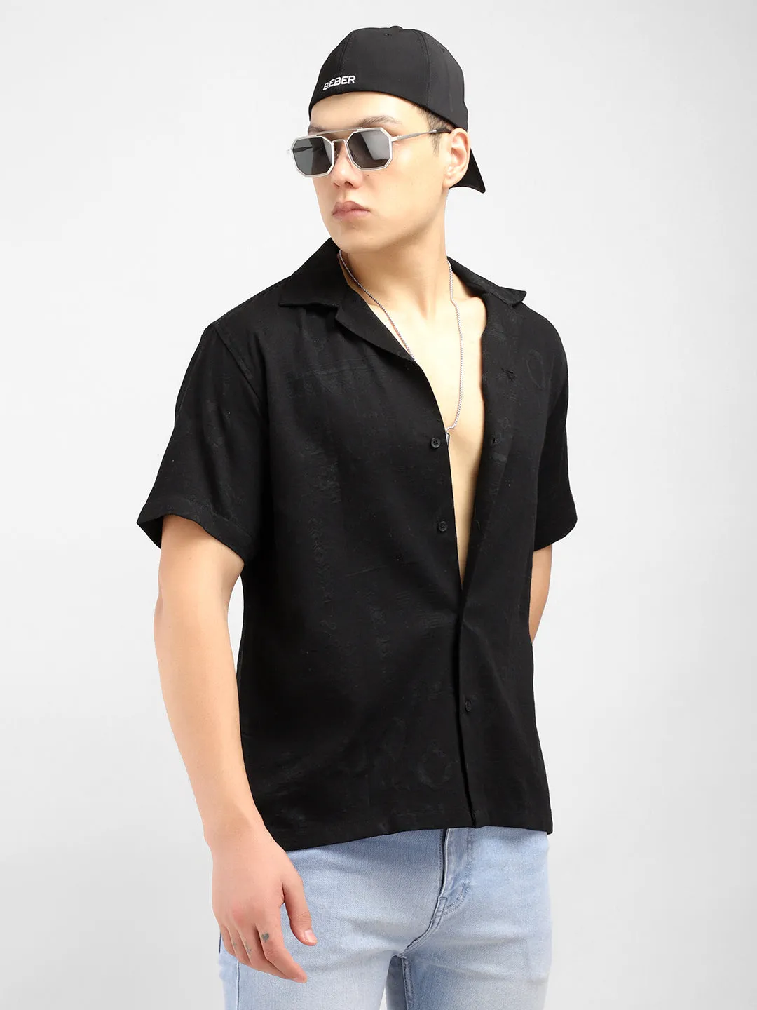 Unique Vision Black Half Sleeve Shirt