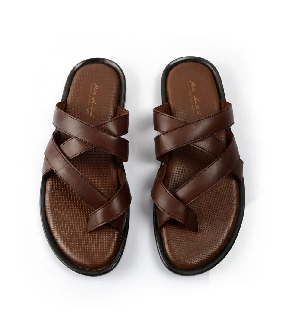 Venezia Leather Slippers - Brown