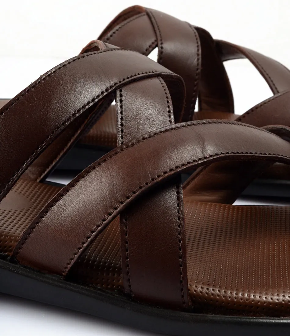 Venezia Leather Slippers - Brown