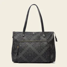 Watson Tote - Flower Tile Charcoal