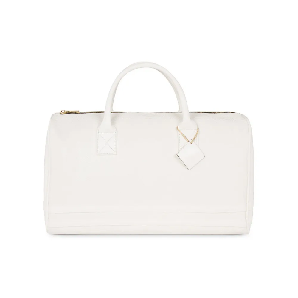 White Apollo 1 Faux Snakeskin Duffle Bag